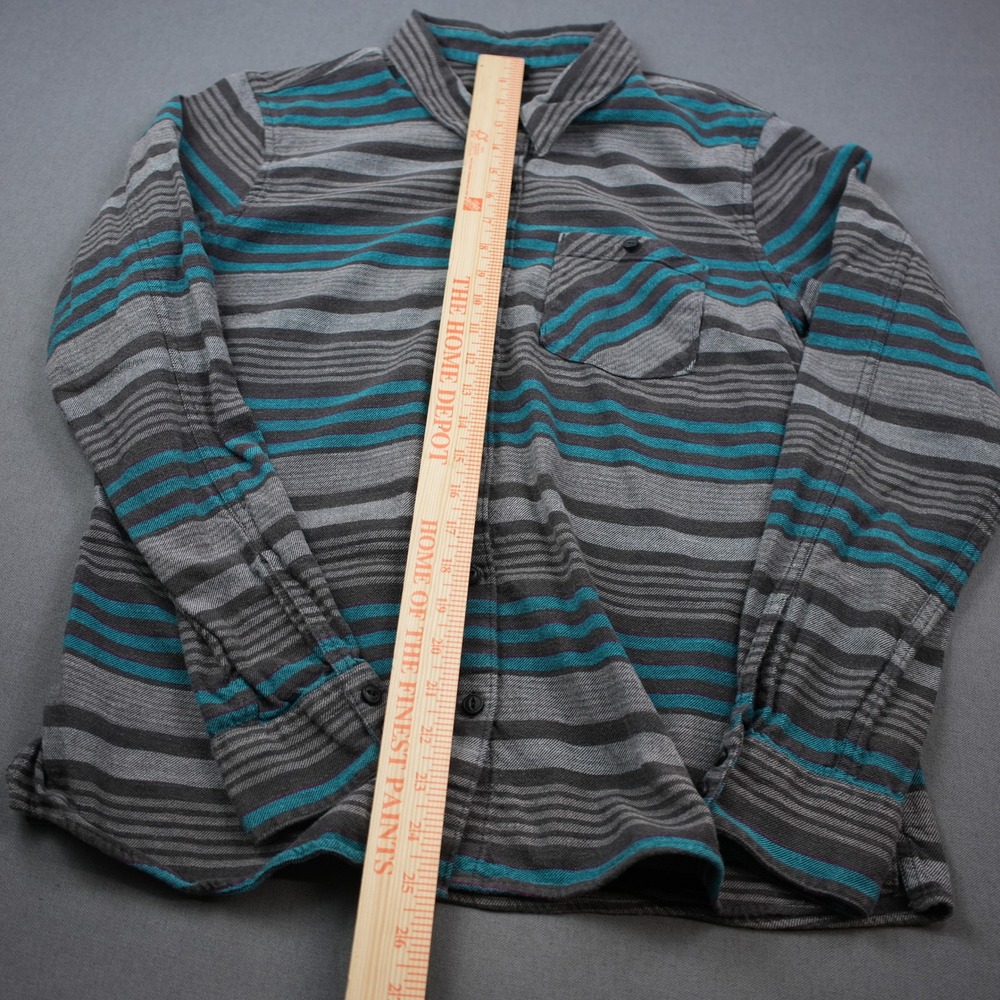 Patagonia Organic Cotton Striped Button Down Shirt Women's 10 Turquoise Gray - Picture 4 of 9